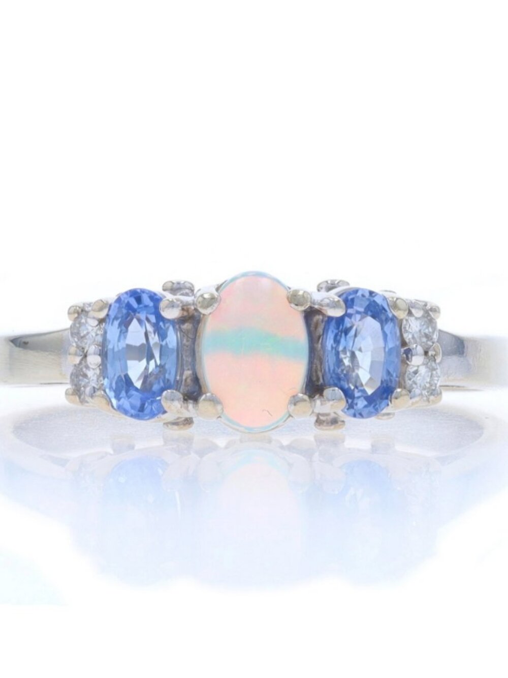 EFFY Australian Opal Tanzanite Diamond Ring - White Gold 14k Oval Cab .69ctw